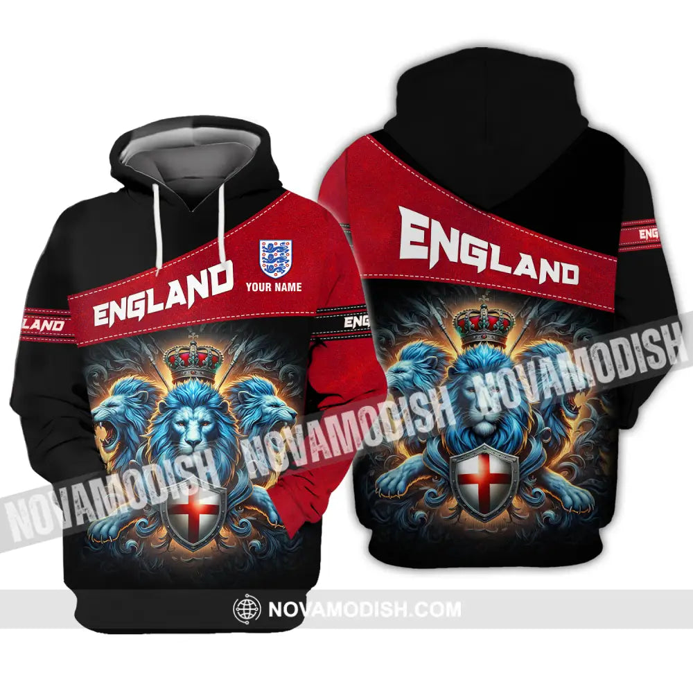 Unisex Shirt - Custom Name Sport Shirt England Three Lions Hoodie / S T-shirt