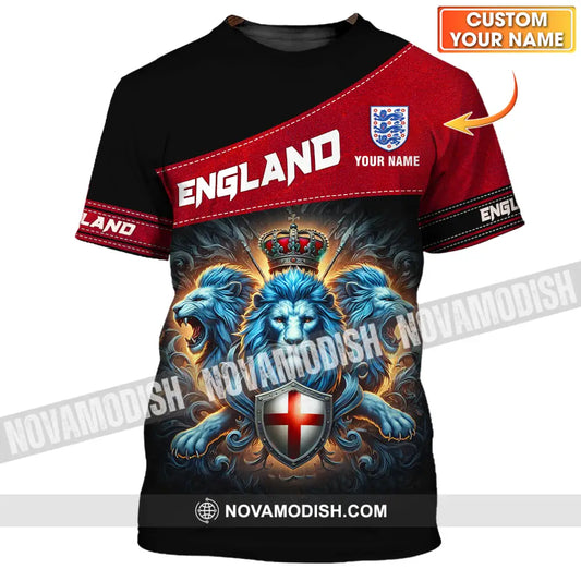 Unisex Shirt - Custom Name Sport Shirt England Three Lions T-shirt