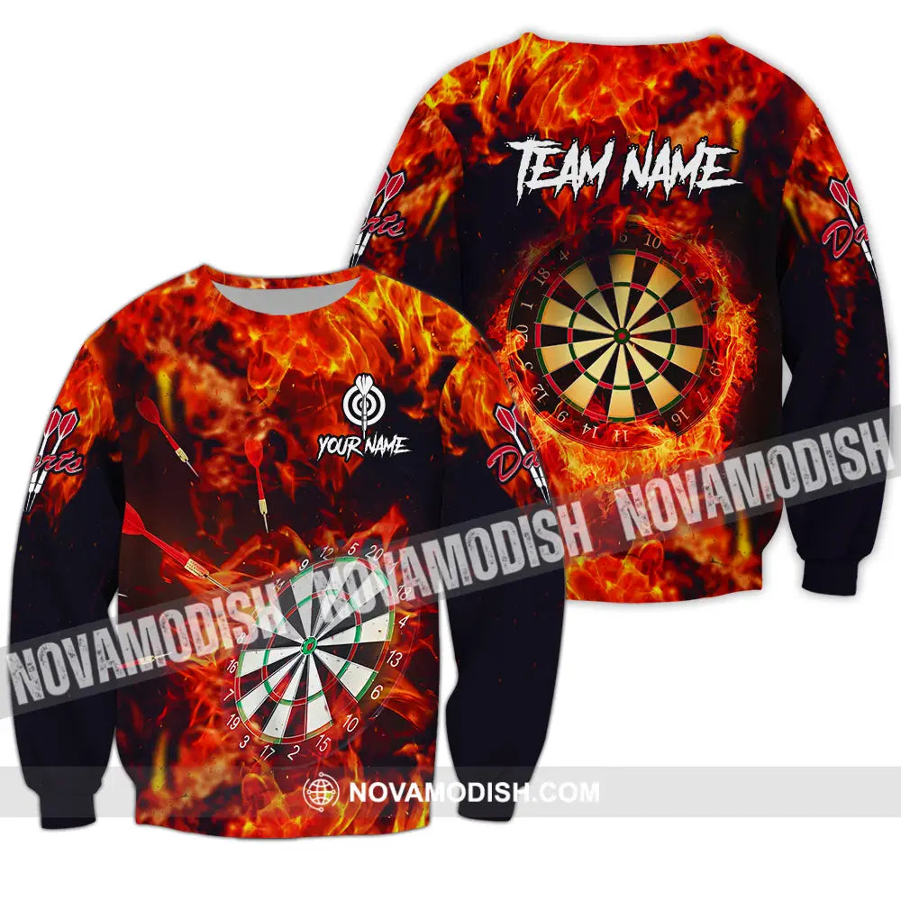 Unisex Shirt - Custom Name Sport Shirt Fire Darts Long Sleeve / S T-shirt