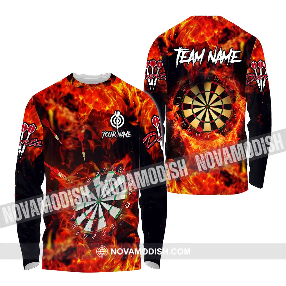 Unisex Shirt - Custom Name Sport Shirt Fire Darts Long Sleeve Shirt / S T-shirt