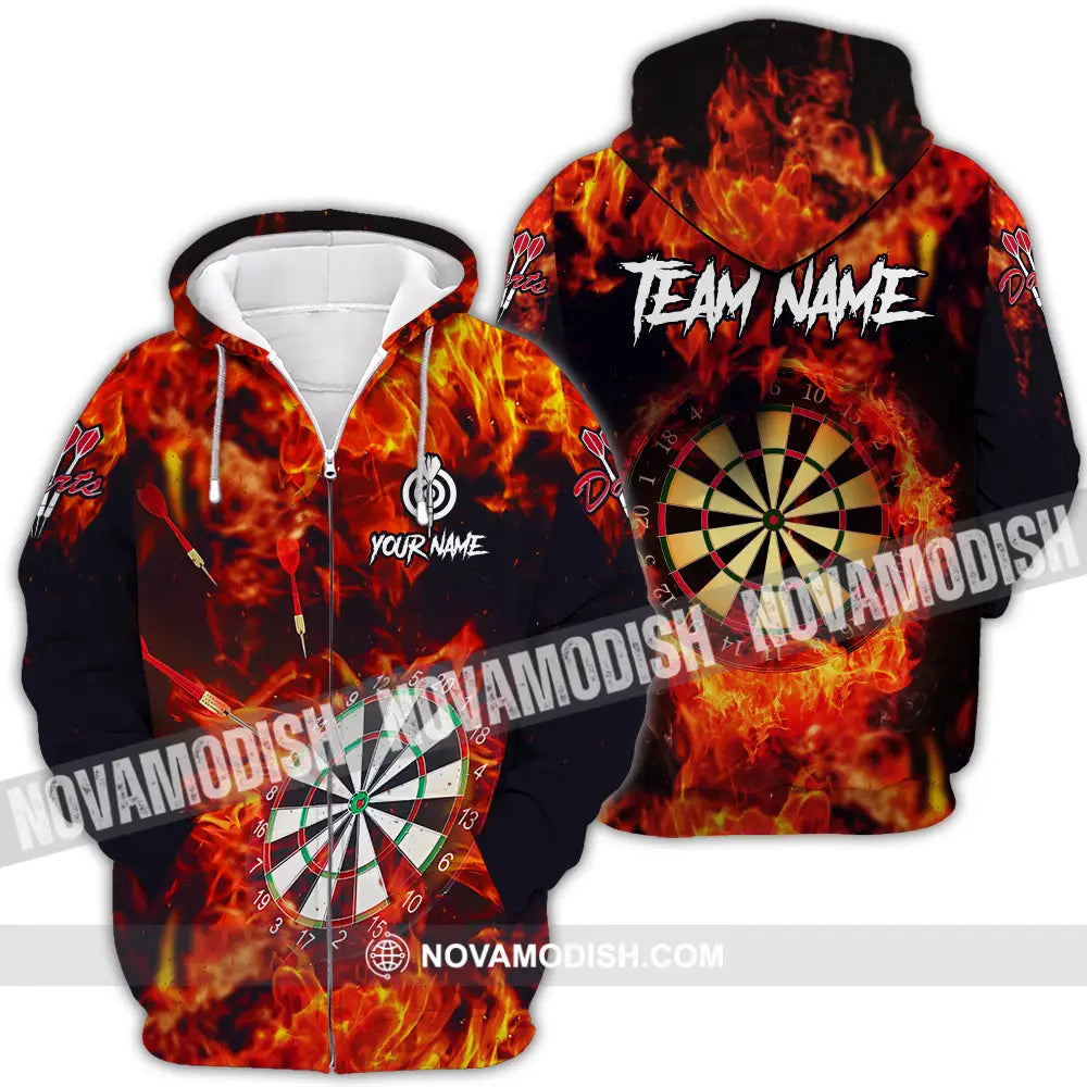 Unisex Shirt - Custom Name Sport Shirt Fire Darts Zipper Hoodie / S T-shirt