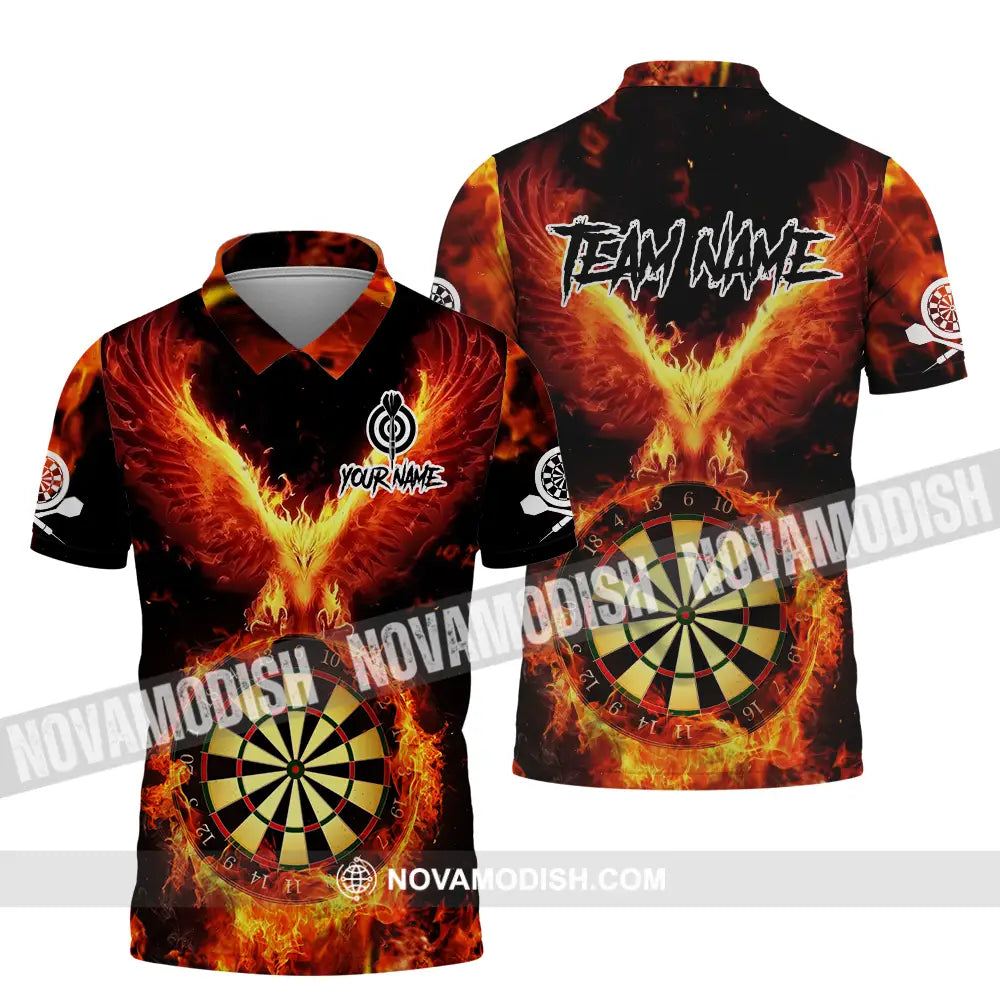 Unisex Shirt - Custom Name Sport Shirt Fire Eagle Darts Player Polo Shirt / S T-shirt