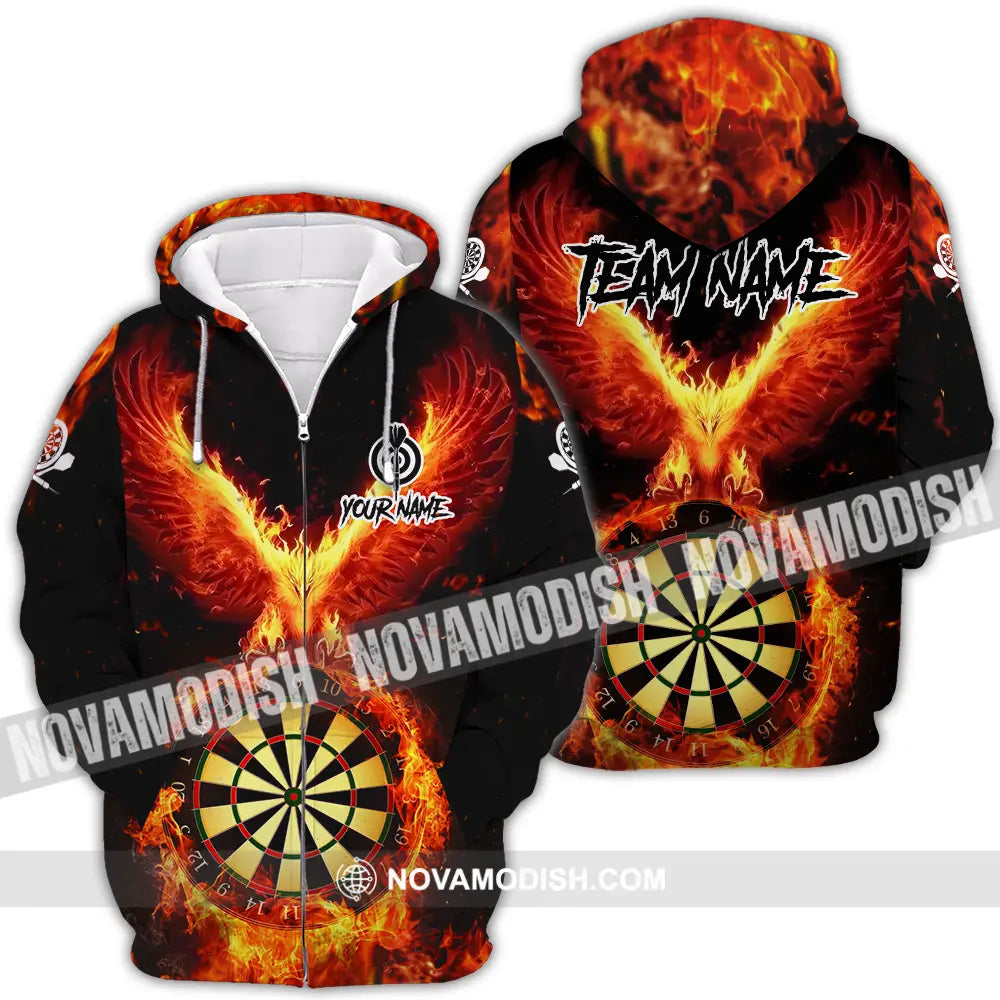 Unisex Shirt - Custom Name Sport Shirt Fire Eagle Darts Player Zipper Hoodie / S T-shirt