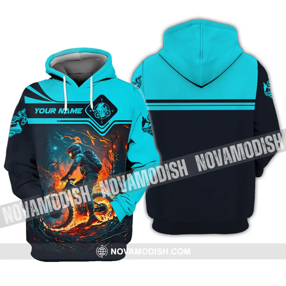Unisex Shirt - Custom Name Sport Shirt Fire Mountain Biker Hoodie / S T-shirt