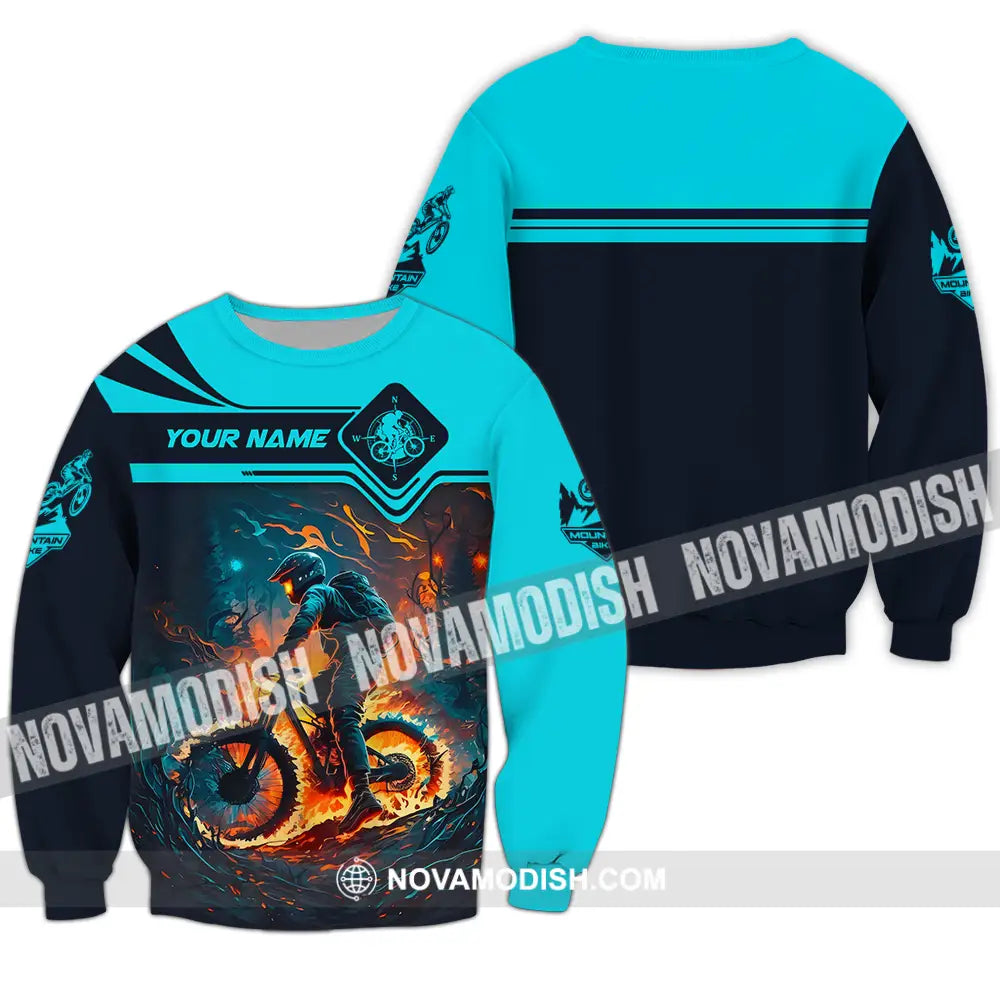 Unisex Shirt - Custom Name Sport Shirt Fire Mountain Biker Long Sleeve / S T-shirt