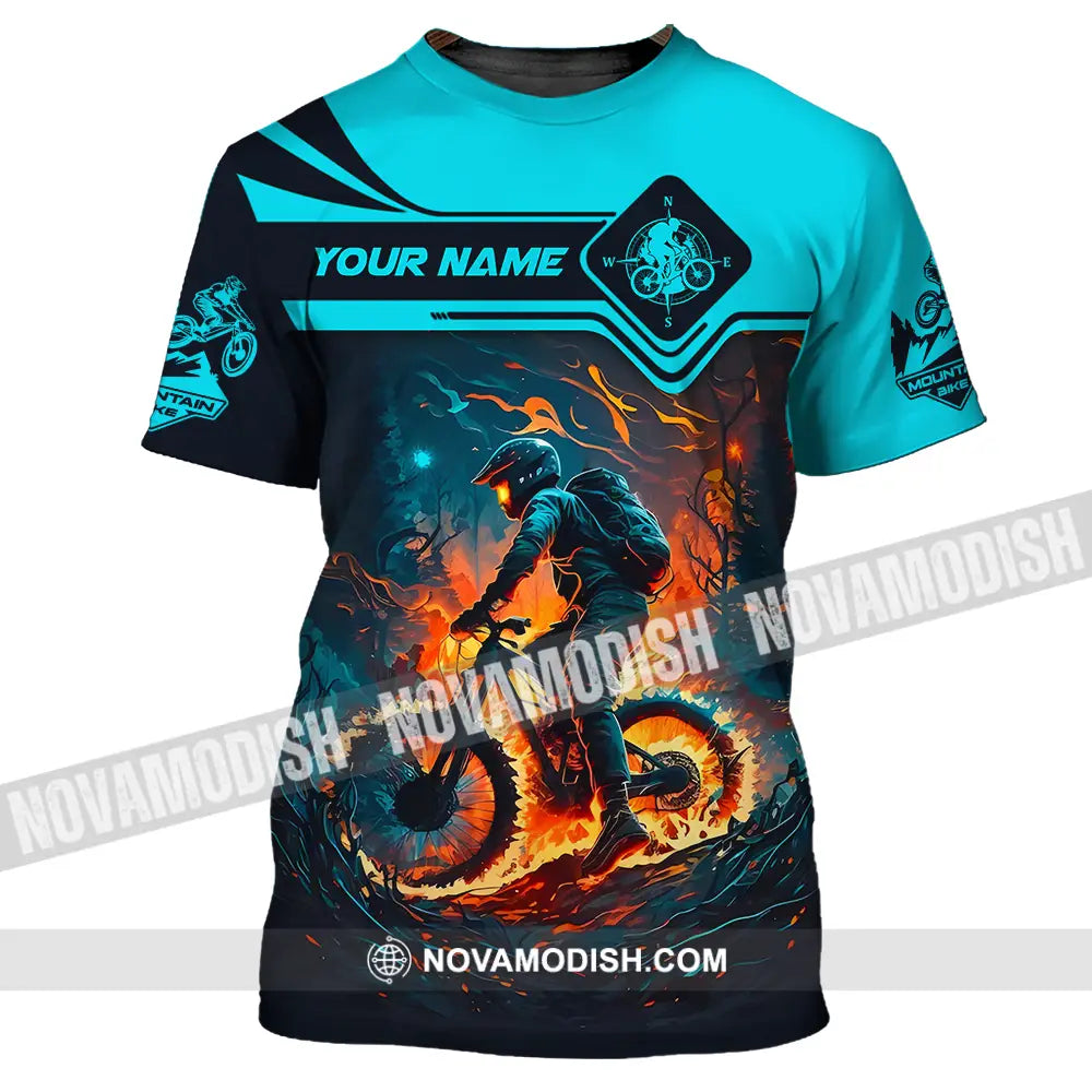 Unisex Shirt - Custom Name Sport Shirt Fire Mountain Biker T-Shirt / S T-shirt