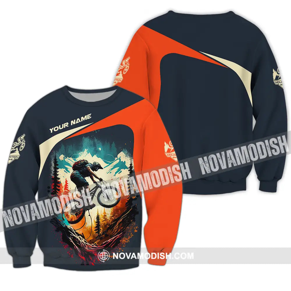 Unisex Shirt - Custom Name Sport Shirt For Mountain Bike Cool Player Long Sleeve / S T-shirt