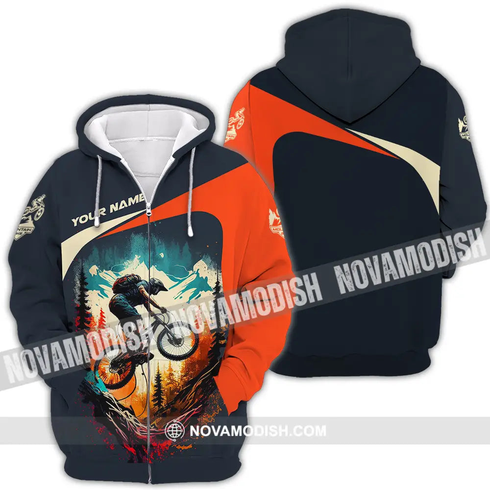 Unisex Shirt - Custom Name Sport Shirt For Mountain Bike Cool Player Zipper Hoodie / S T-shirt