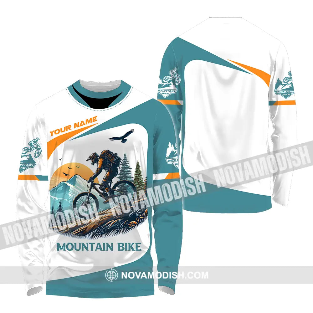 Unisex Shirt - Custom Name Sport Shirt For Mountain Bike Player Long Sleeve Shirt / S T-shirt