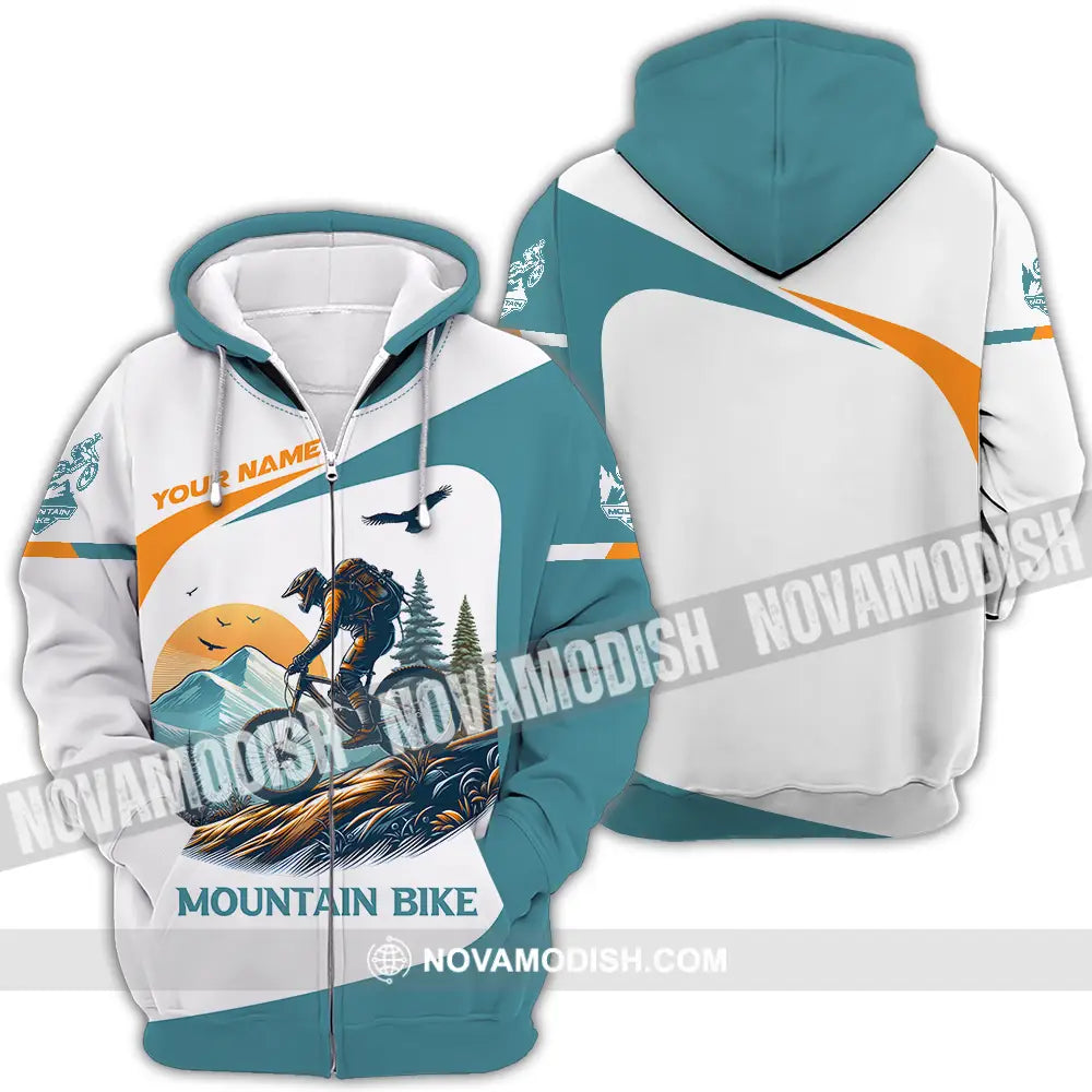 Unisex Shirt - Custom Name Sport Shirt For Mountain Bike Player Zipper Hoodie / S T-shirt
