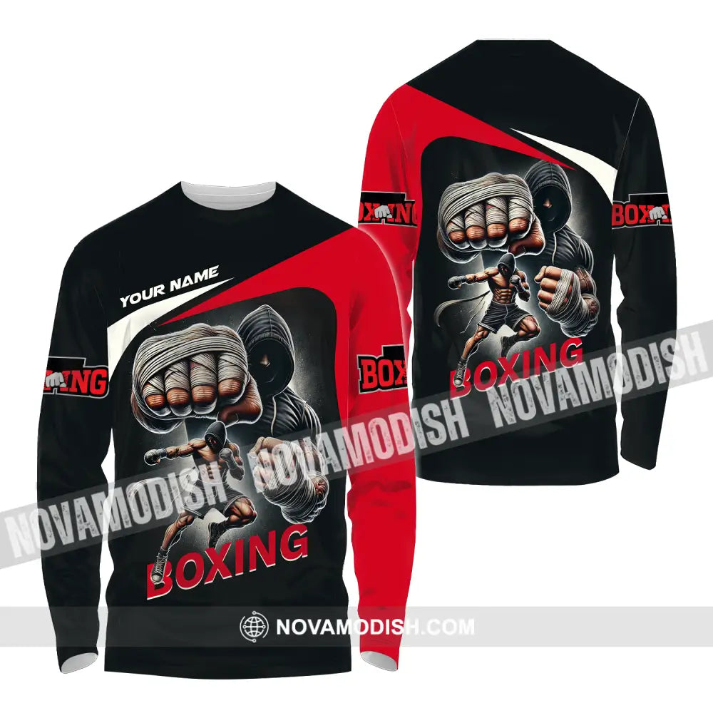 Unisex Shirt - Custom Name Sport Shirt King Of Boxing Long Sleeve Shirt / S T-shirt