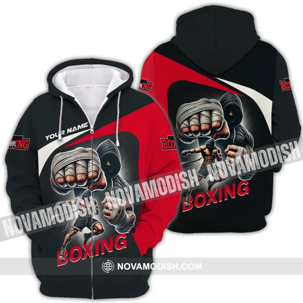 Unisex Shirt - Custom Name Sport Shirt King Of Boxing Zipper Hoodie / S T-shirt