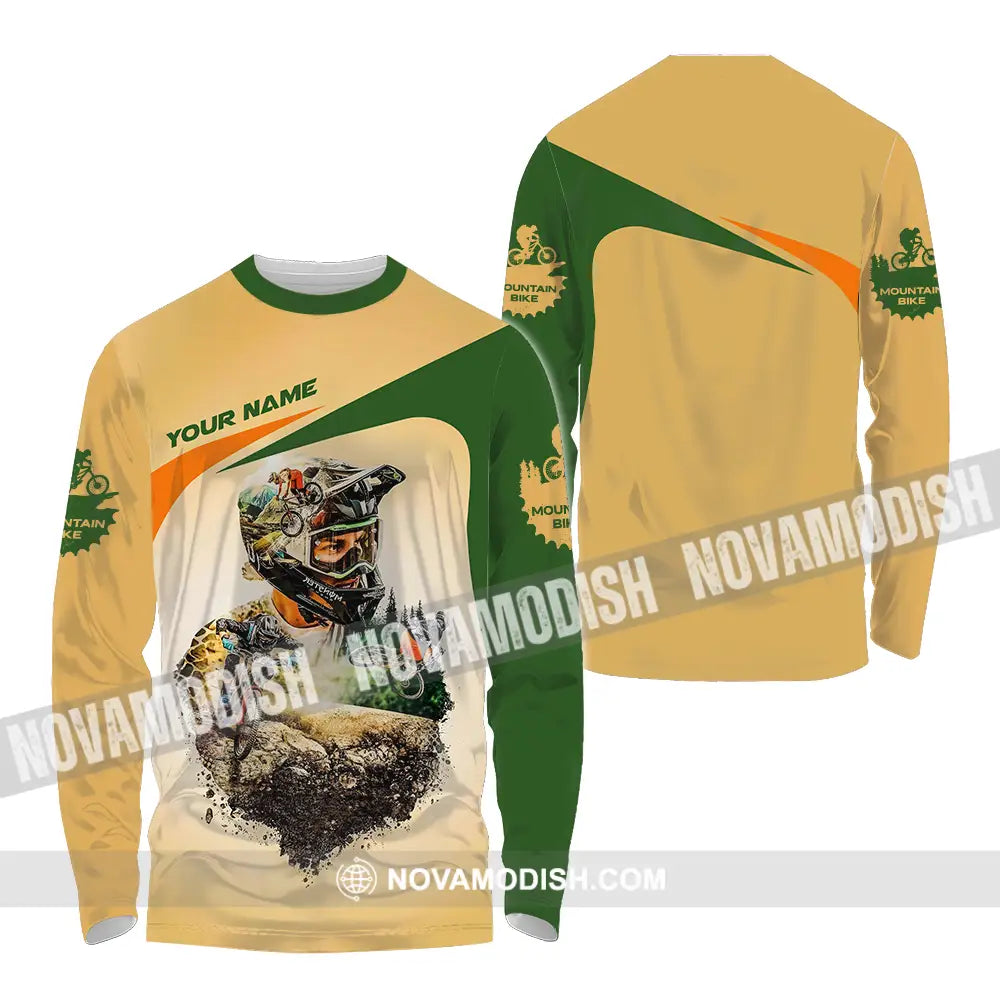Unisex Shirt - Custom Name Sport Shirt Mountain Bike Long Sleeve Shirt / S T-shirt