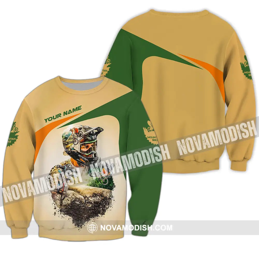 Unisex Shirt - Custom Name Sport Shirt Mountain Bike Long Sleeve / S T-shirt