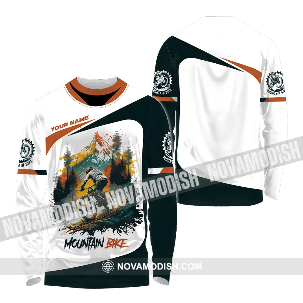 Unisex Shirt - Custom Name Sport Shirt Mountain Bike Lover Long Sleeve Shirt / S T-shirt