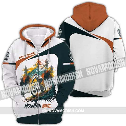 Unisex Shirt - Custom Name Sport Shirt Mountain Bike Lover Zipper Hoodie / S T-shirt