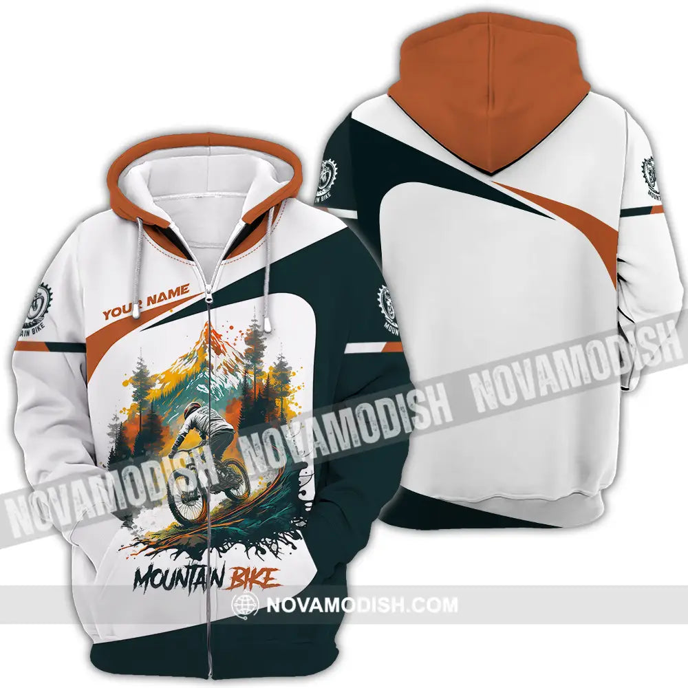 Unisex Shirt - Custom Name Sport Shirt Mountain Bike Lover Zipper Hoodie / S T-shirt