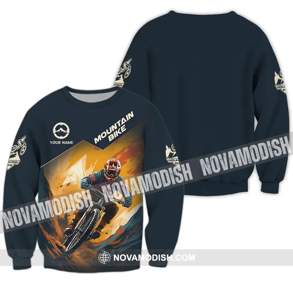 Unisex Shirt - Custom Name Sport Shirt Mountain Bike Player Long Sleeve / S T-shirt