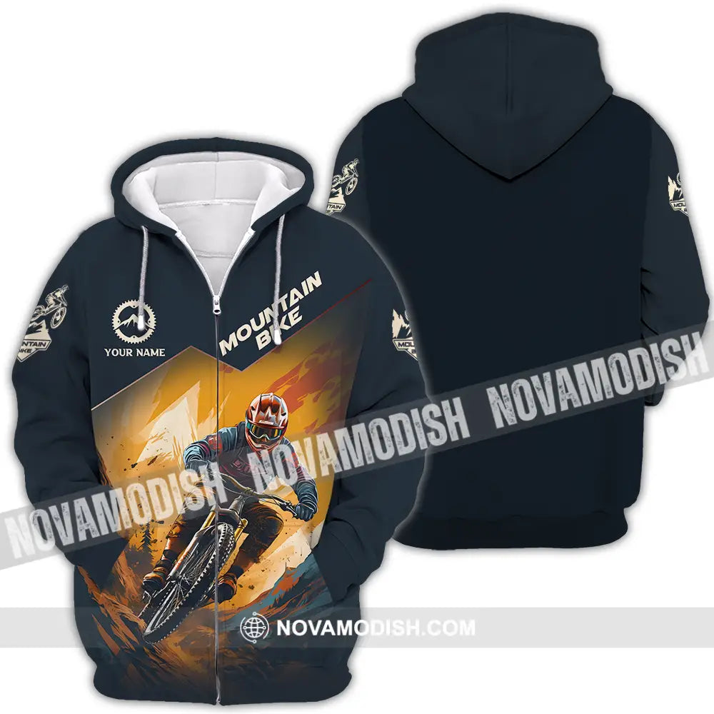 Unisex Shirt - Custom Name Sport Shirt Mountain Bike Player Zipper Hoodie / S T-shirt