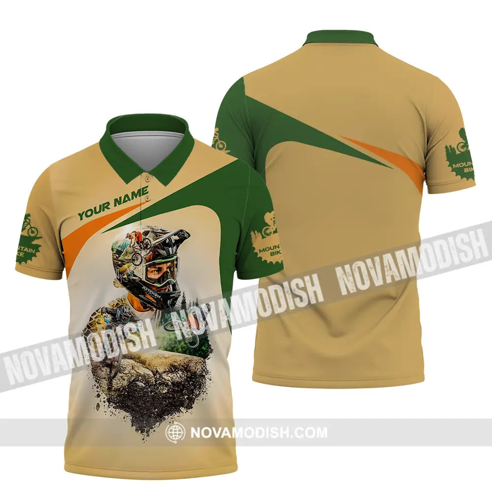 Unisex Shirt - Custom Name Sport Shirt Mountain Bike Polo Shirt / S T-shirt