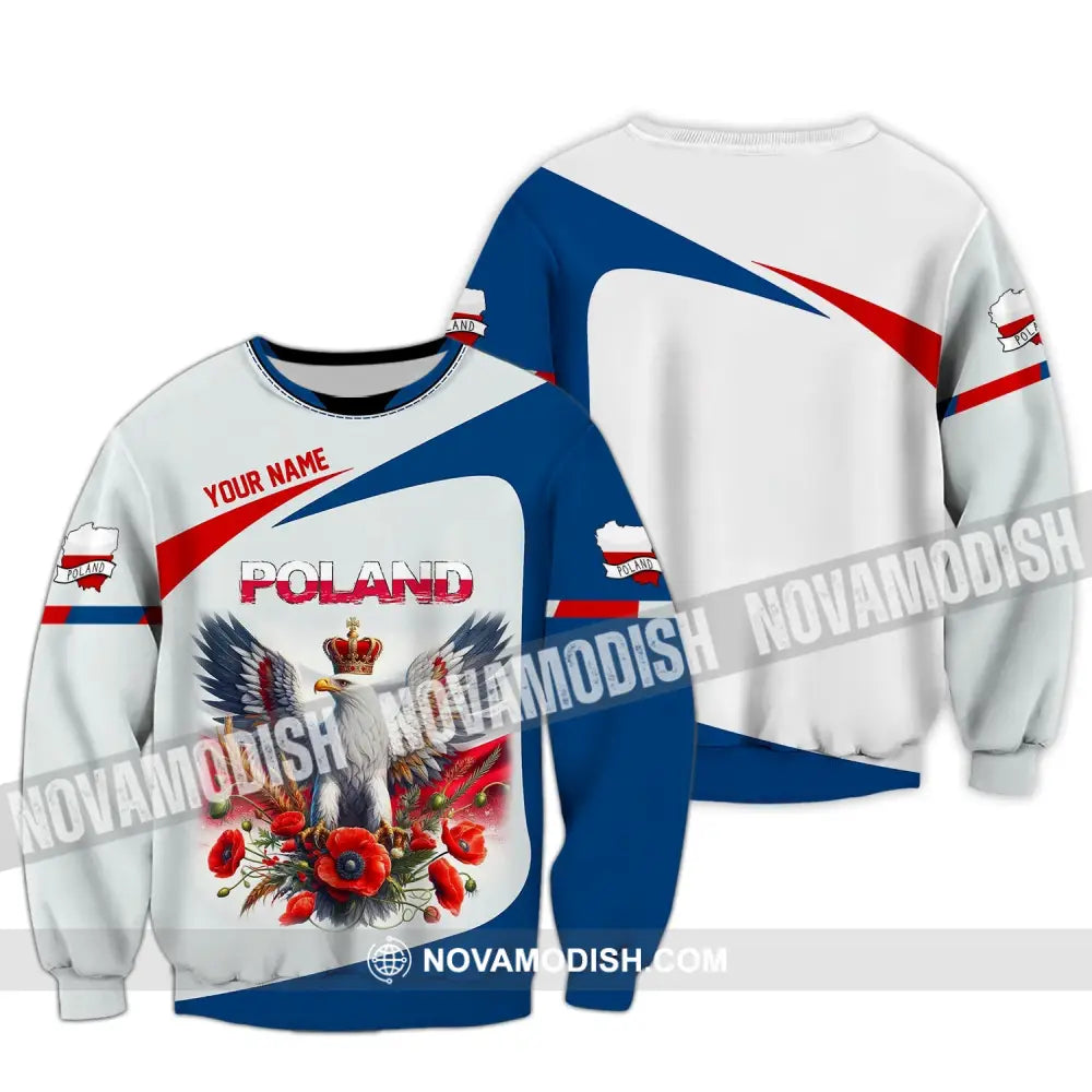 Unisex Shirt - Custom Name Sport Poland Icons Long Sleeve / S T-Shirt