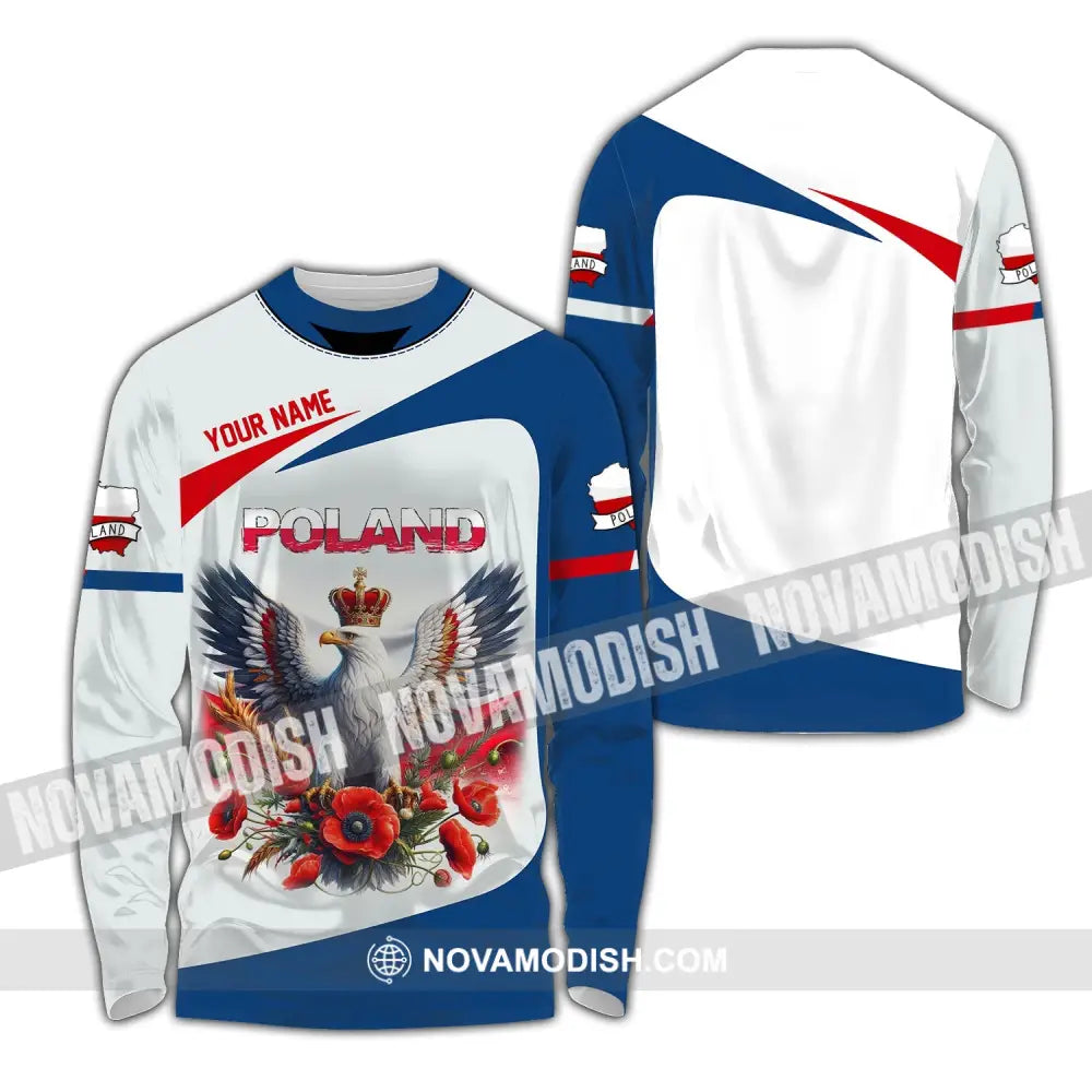 Unisex Shirt - Custom Name Sport Poland Icons Long Sleeve / S T-Shirt