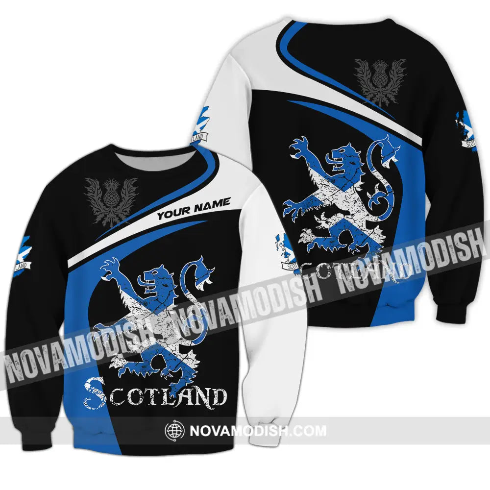 Unisex Shirt - Custom Name Sport Shirt Scotland Lion Long Sleeve / S T-shirt