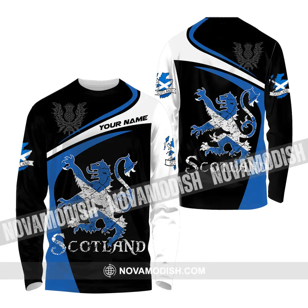 Unisex Shirt - Custom Name Sport Shirt Scotland Lion Long Sleeve Shirt / S T-shirt