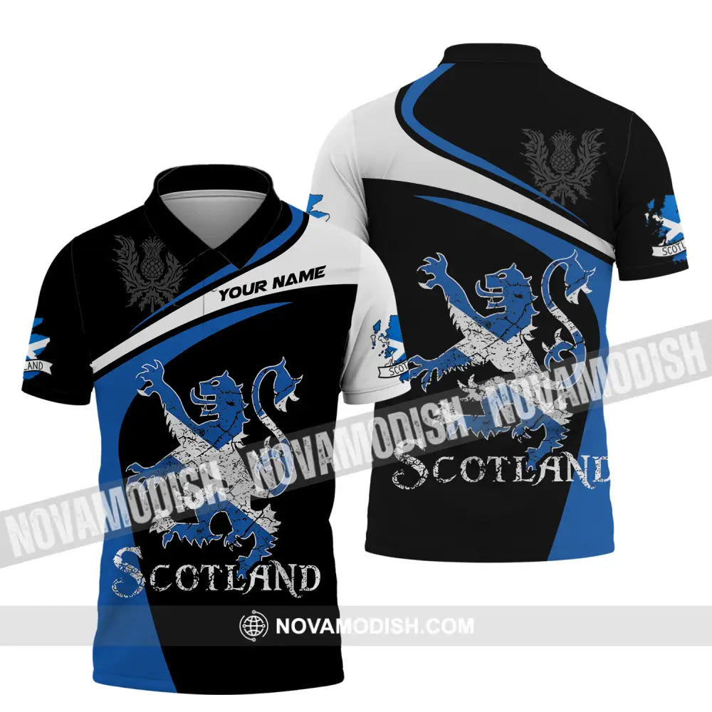 Unisex Shirt - Custom Name Sport Shirt Scotland Lion Polo Shirt / S T-shirt