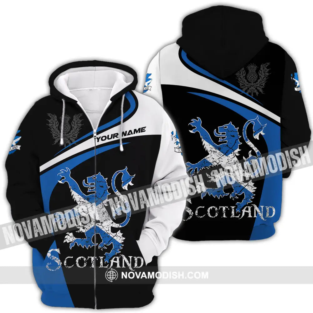 Unisex Shirt - Custom Name Sport Shirt Scotland Lion Zipper Hoodie / S T-shirt