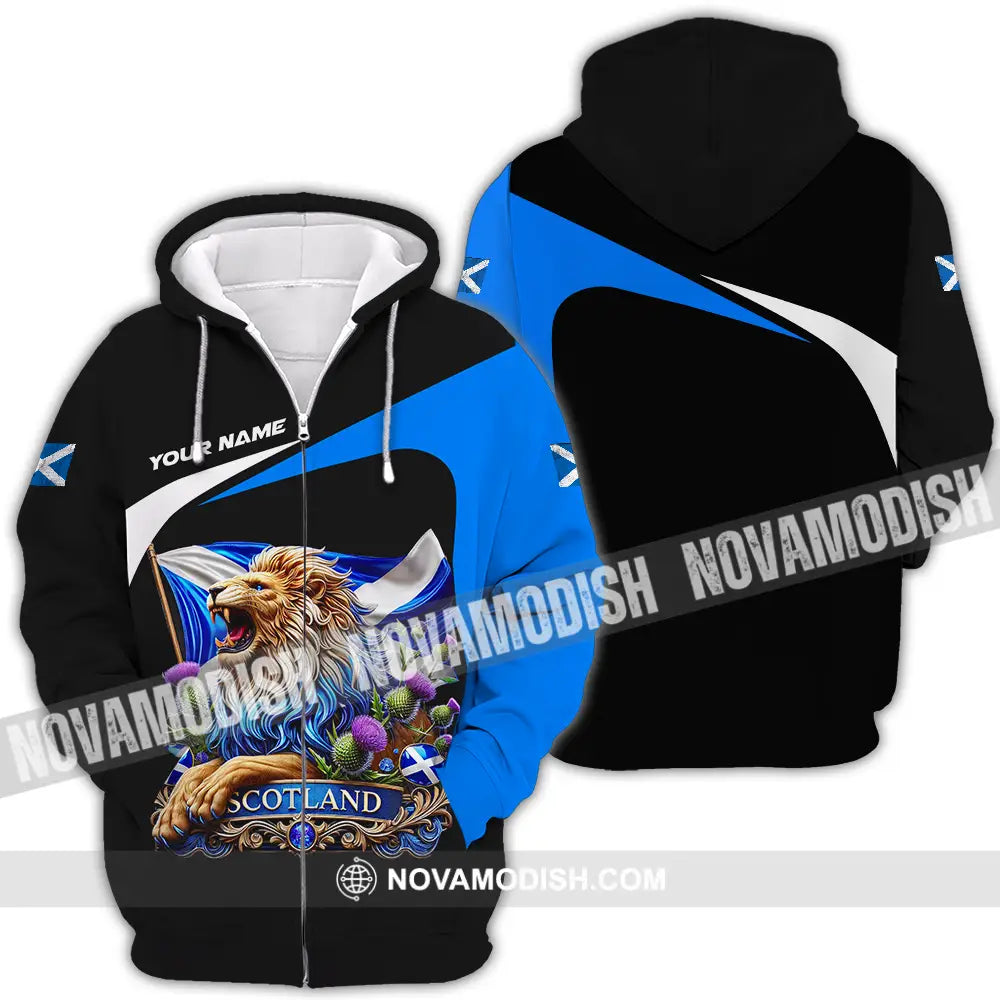 Unisex Shirt - Custom Name Sport Shirt Scotland Lion Shirt Zipper Hoodie / S T-shirt