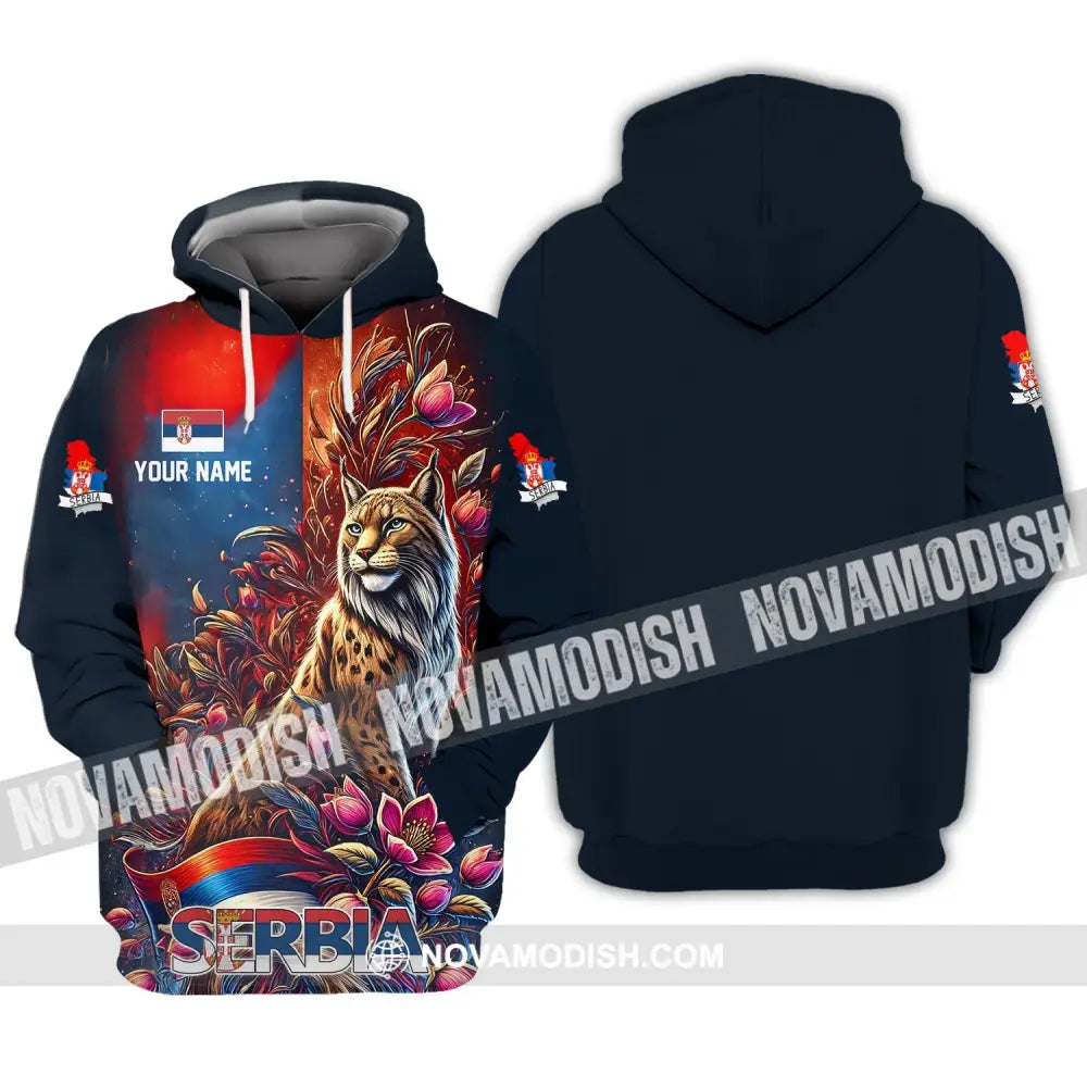 Unisex Shirt - Custom Name Sport Serbia Wild Cat Hoodie / S T-Shirt