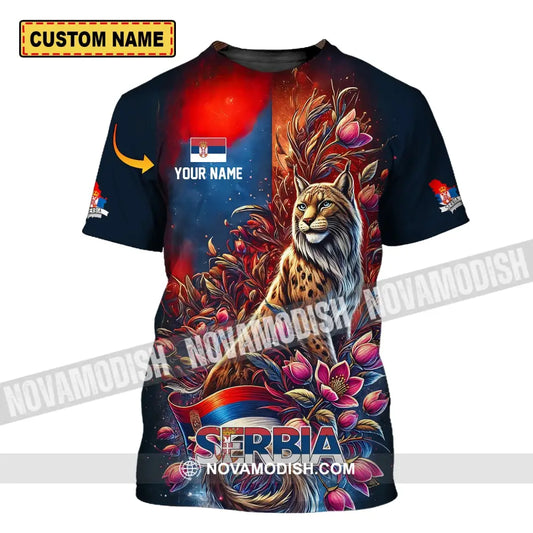 Unisex Shirt - Custom Name Sport Serbia Wild Cat T-Shirt