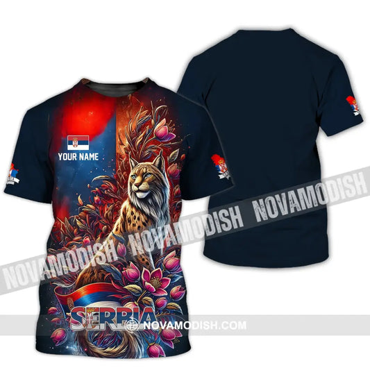 Unisex Shirt - Custom Name Sport Serbia Wild Cat T-Shirt / S T-Shirt