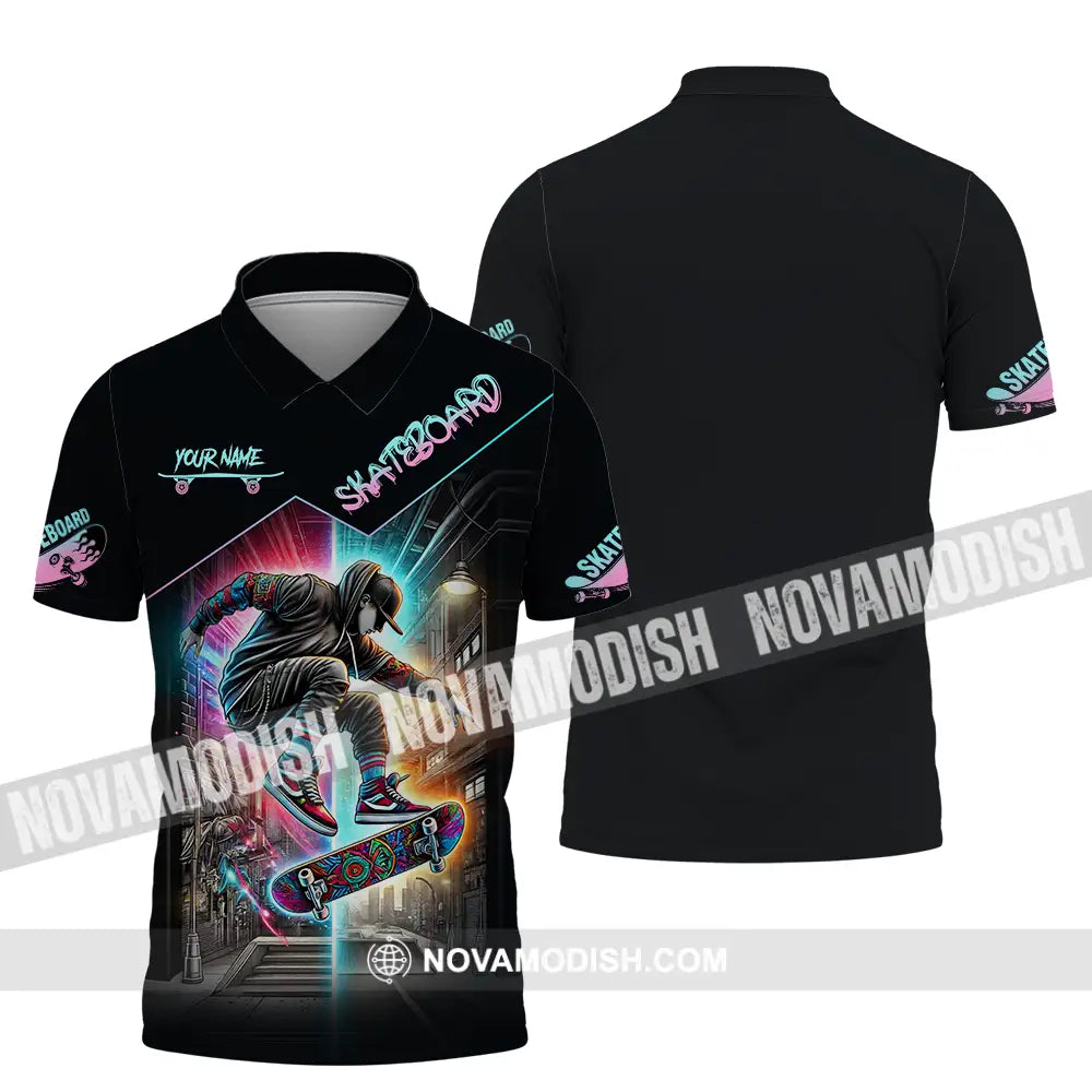 Unisex Shirt - Custom Name Sport Shirt Skateboard Polo Shirt / S T-shirt