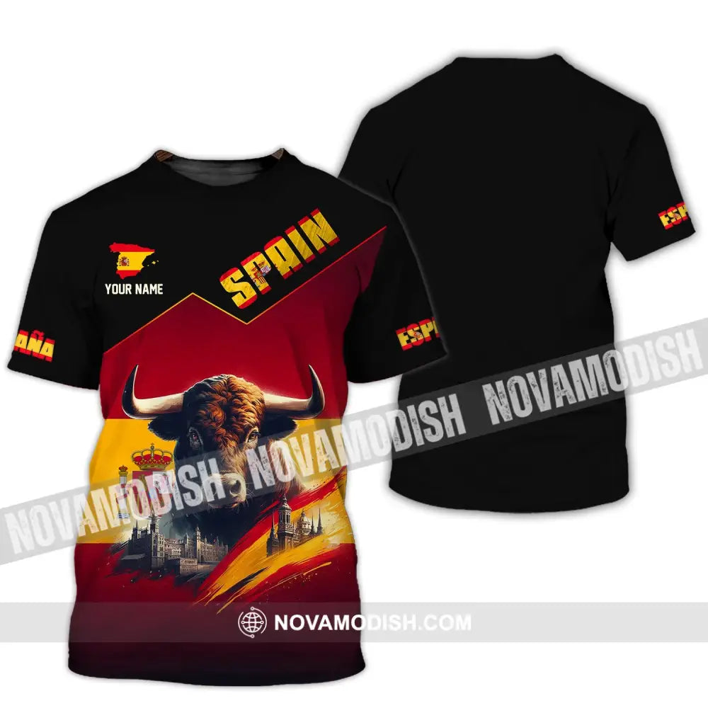 Unisex Shirt - Custom Name Sport Spain Bull T-Shirt / S T-Shirt