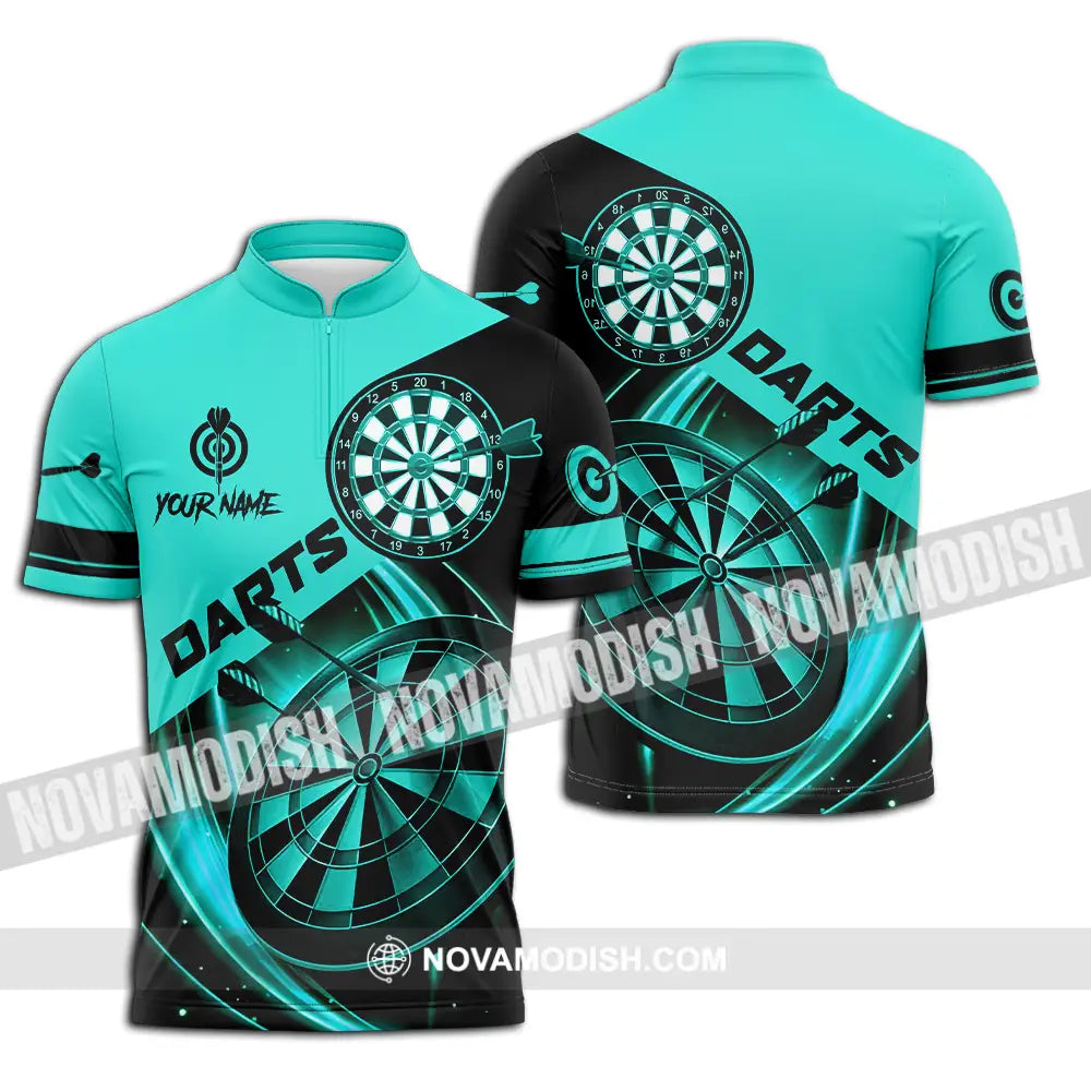 Unisex Shirt - Custom Name Sport Shirt Technology Darts Player Zipper Polo Shirt / S T-shirt