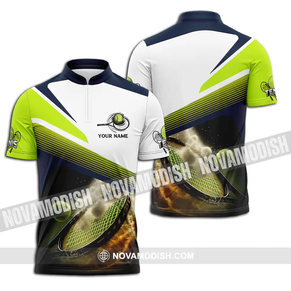 Unisex Shirt - Custom Name Sport Shirt Tennis Lover Zipper Polo Shirt / S T-shirt