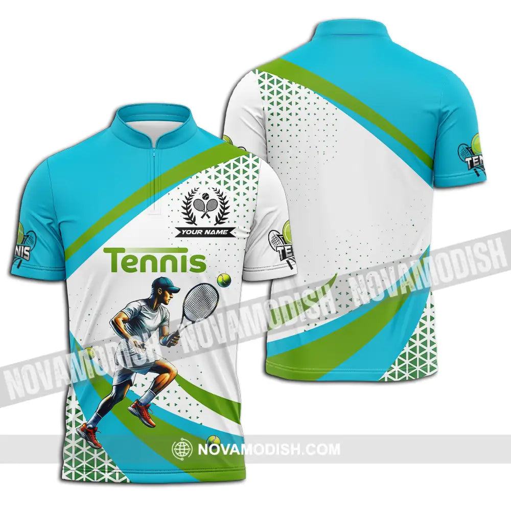 Unisex Shirt - Custom Name Sport Shirt Tennis Lover Zipper Polo Shirt / S T-shirt