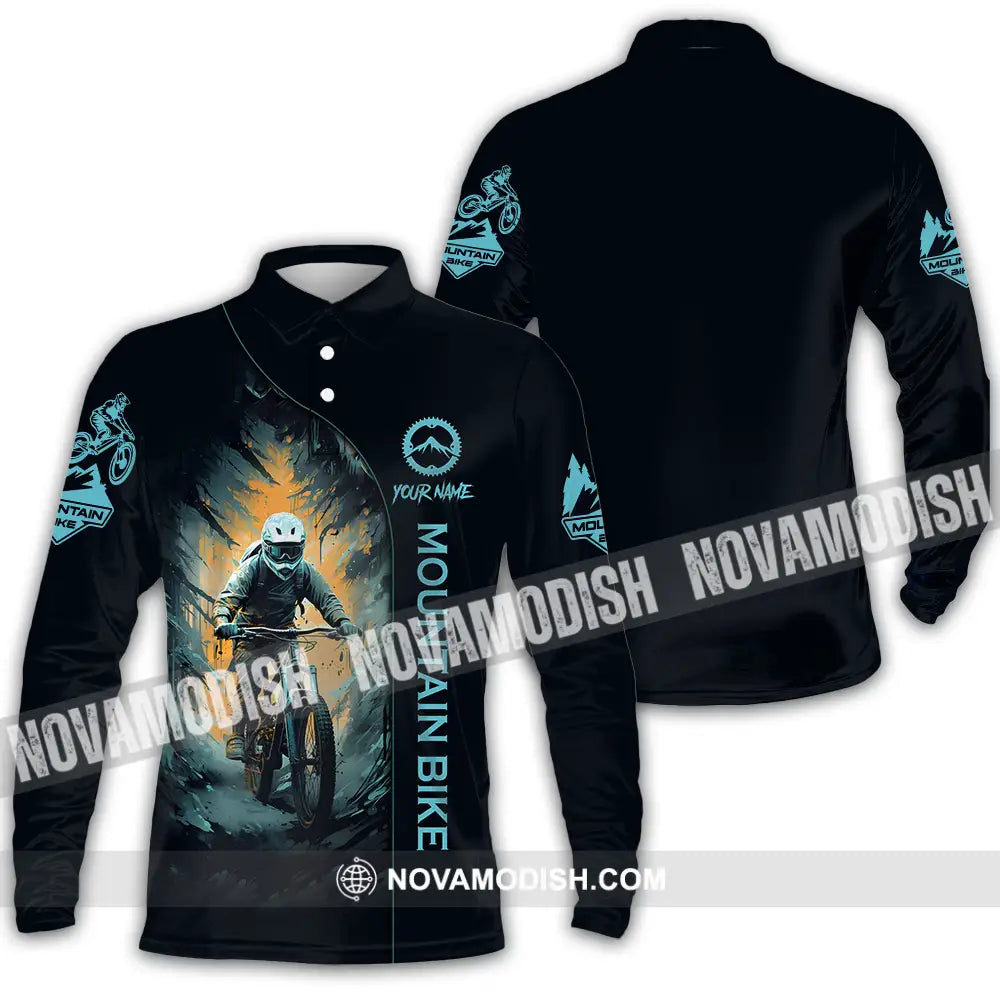 Unisex Shirt - Custom Name Sport Shirt The Winner Mountain Biker Long Sleeve Polo / S T-shirt