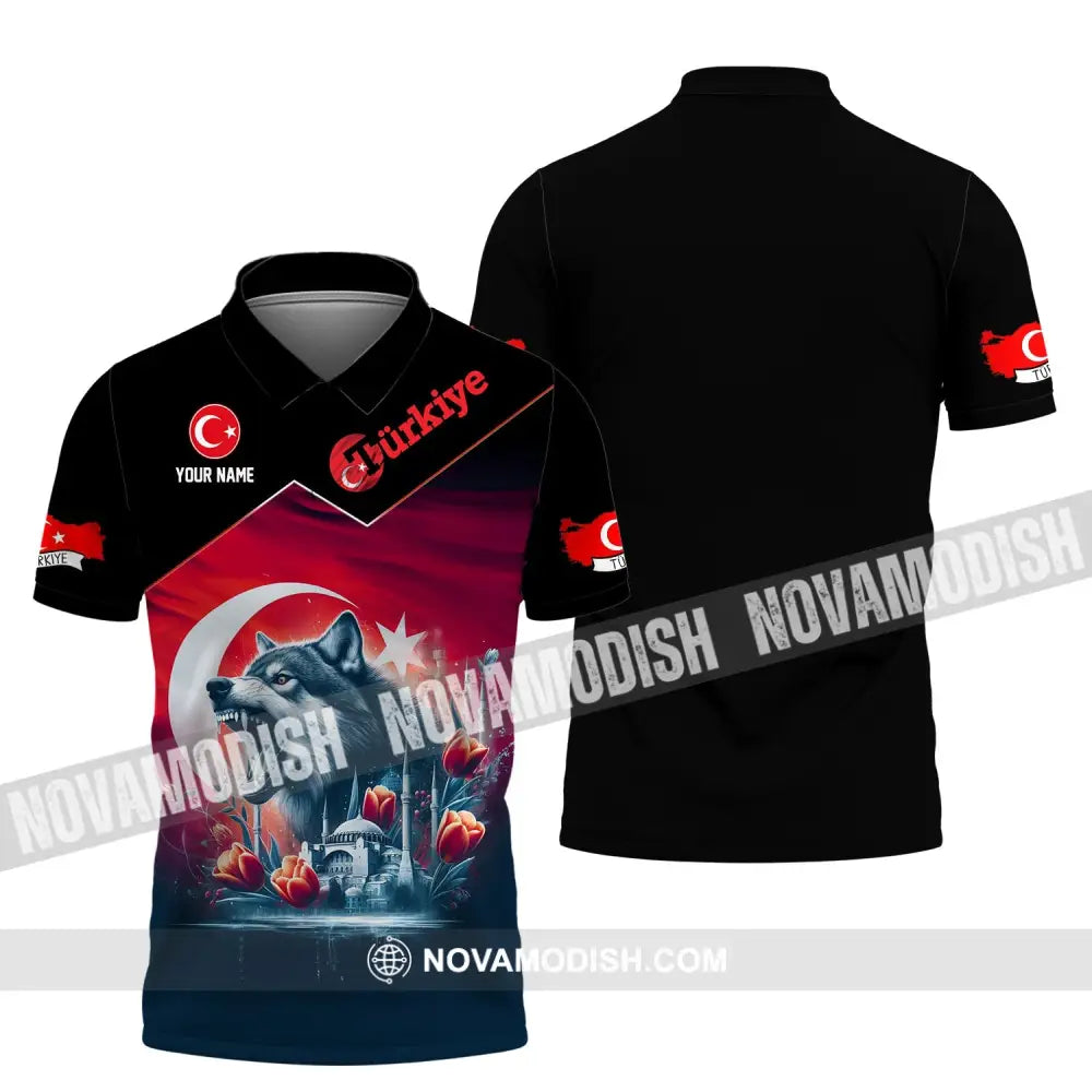 Unisex Shirt - Custom Name Sport Türkiye Wolf Polo / S T-Shirt