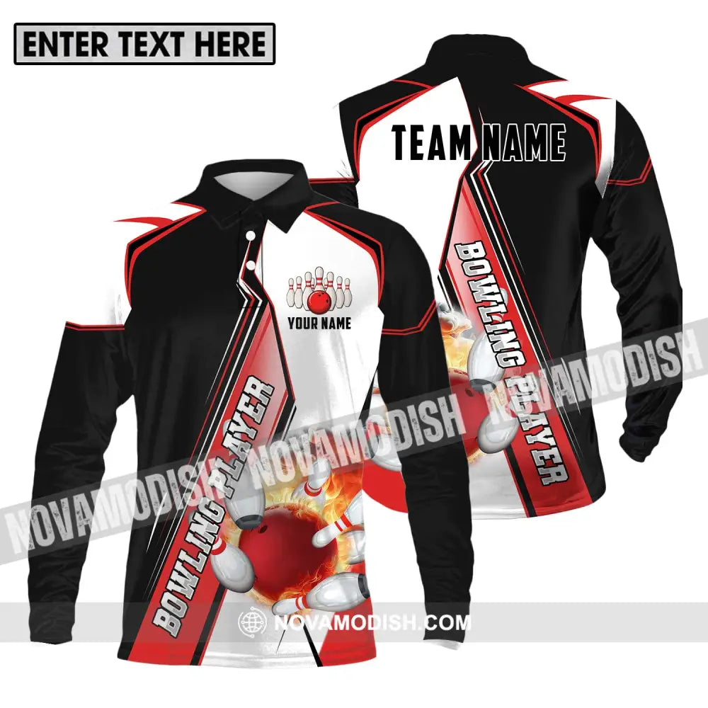 Unisex Shirt - Custom Name Sports Shirt Bowling Player Long Sleeve Polo / S T-shirt