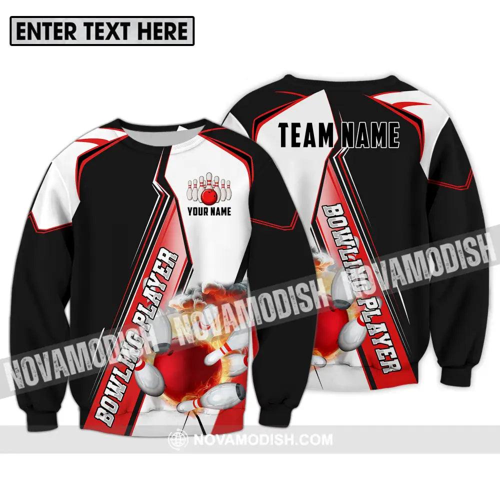 Unisex Shirt - Custom Name Sports Shirt Bowling Player Long Sleeve / S T-shirt
