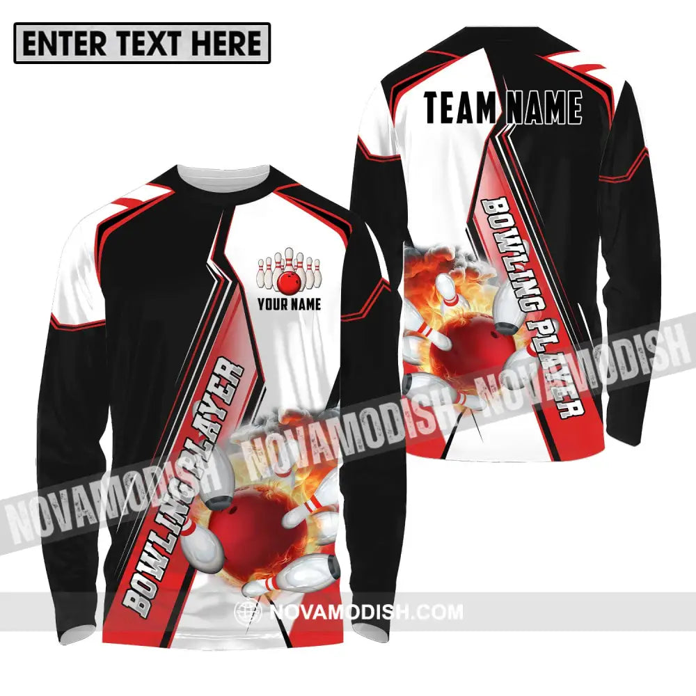 Unisex Shirt - Custom Name Sports Shirt Bowling Player Long Sleeve Shirt / S T-shirt