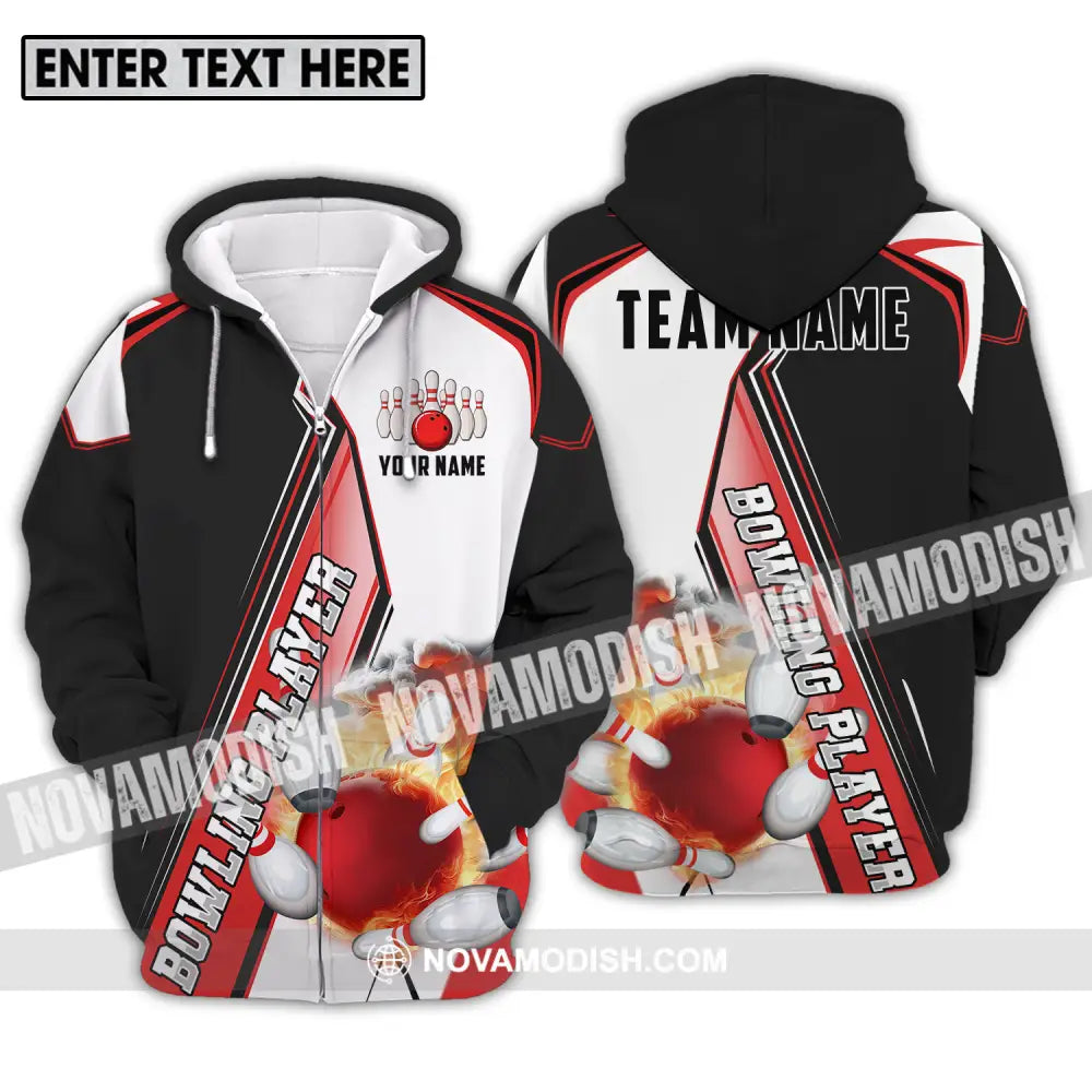 Unisex Shirt - Custom Name Sports Shirt Bowling Player Zipper Hoodie / S T-shirt