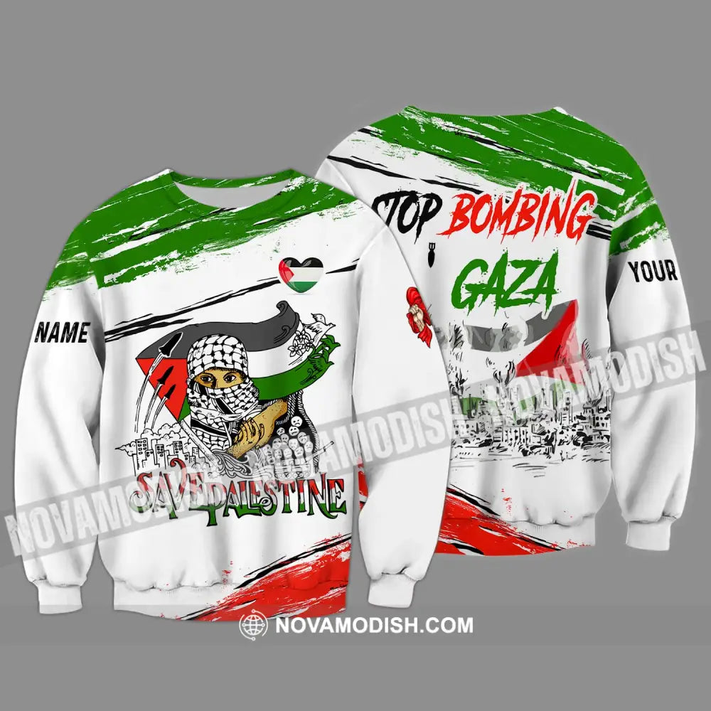 Unisex Shirt - Custom Name Shirt Stop Bombing Gaza Long Sleeve / S T-shirt