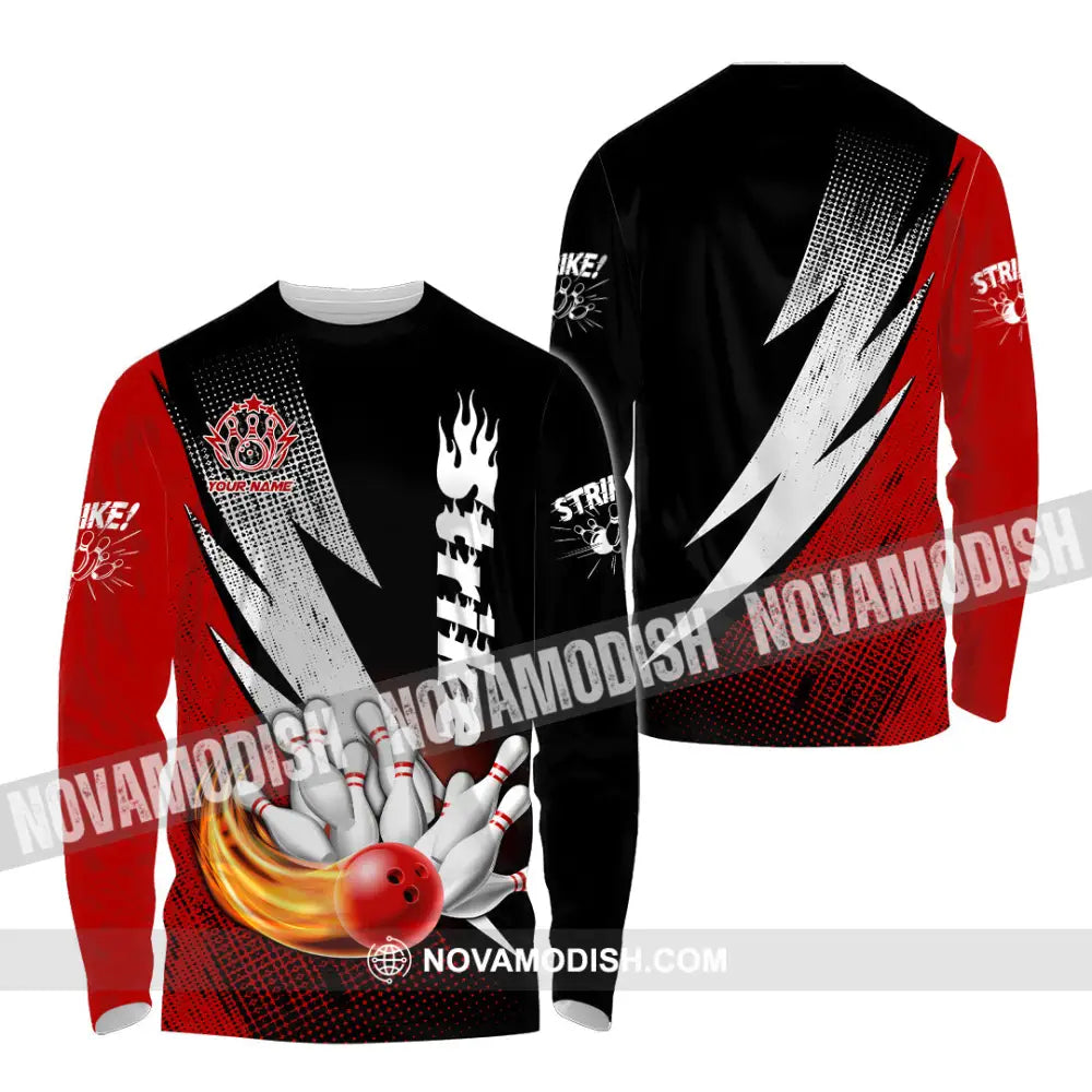 Unisex Shirt - Custom Name Strike Bowling Sport Shirt Long Sleeve Shirt / S T-shirt