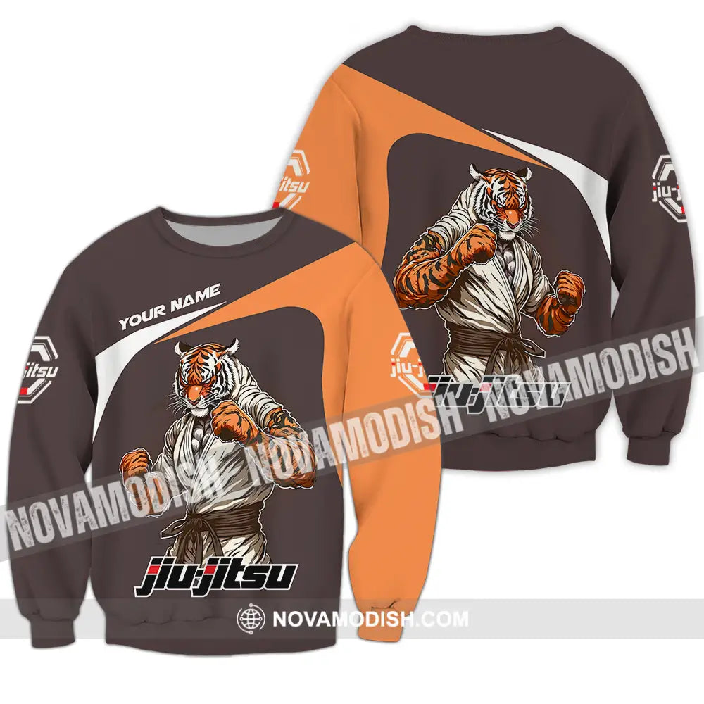 Unisex Shirt - Custom Name Strong Tiger Jiu Jitsu Shirt Long Sleeve / S T-shirt