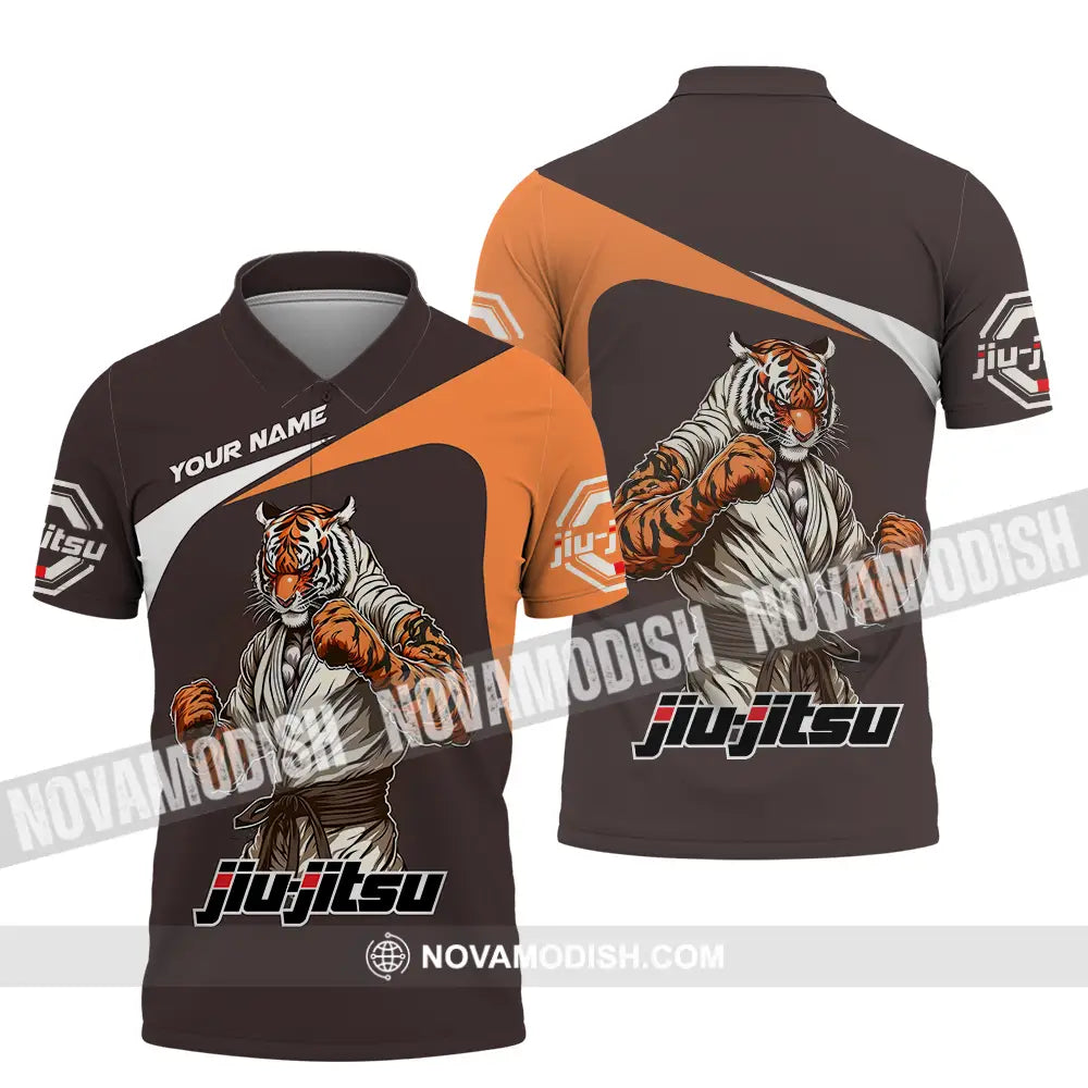 Unisex Shirt - Custom Name Strong Tiger Jiu Jitsu Shirt Polo Shirt / S T-shirt