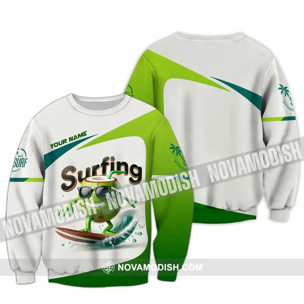 Unisex Shirt Custom Name Surfing Love Hoodie Polo Long Sleeve / S T-Shirt
